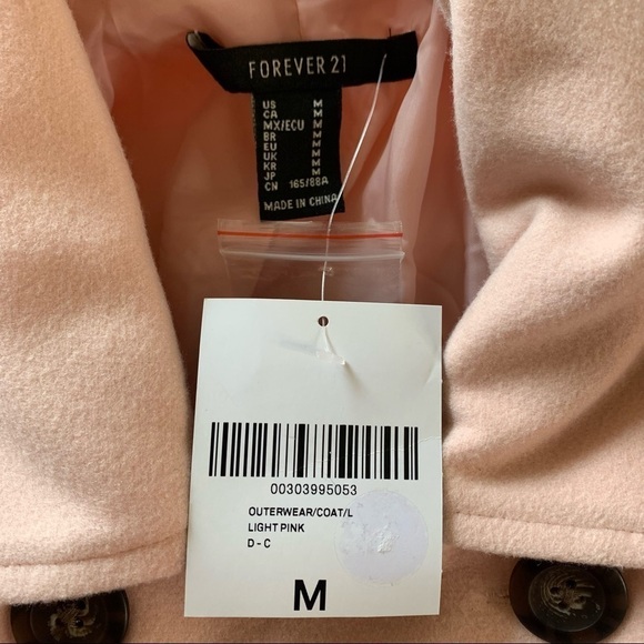 Forever 21 New With Tags Pink Pea Coat Medium - Picture 8 of 11